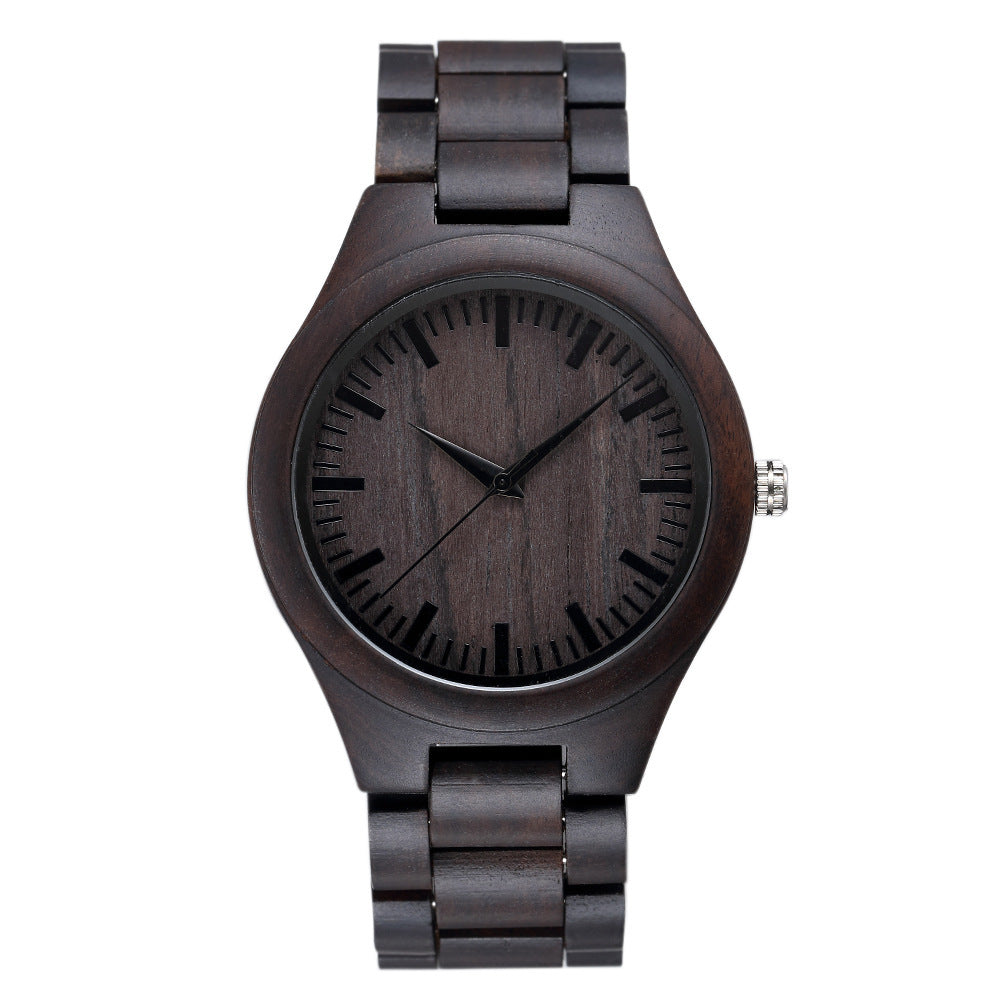 Reloj de cuarzo de madera con esfera grande para hombres y mujeres