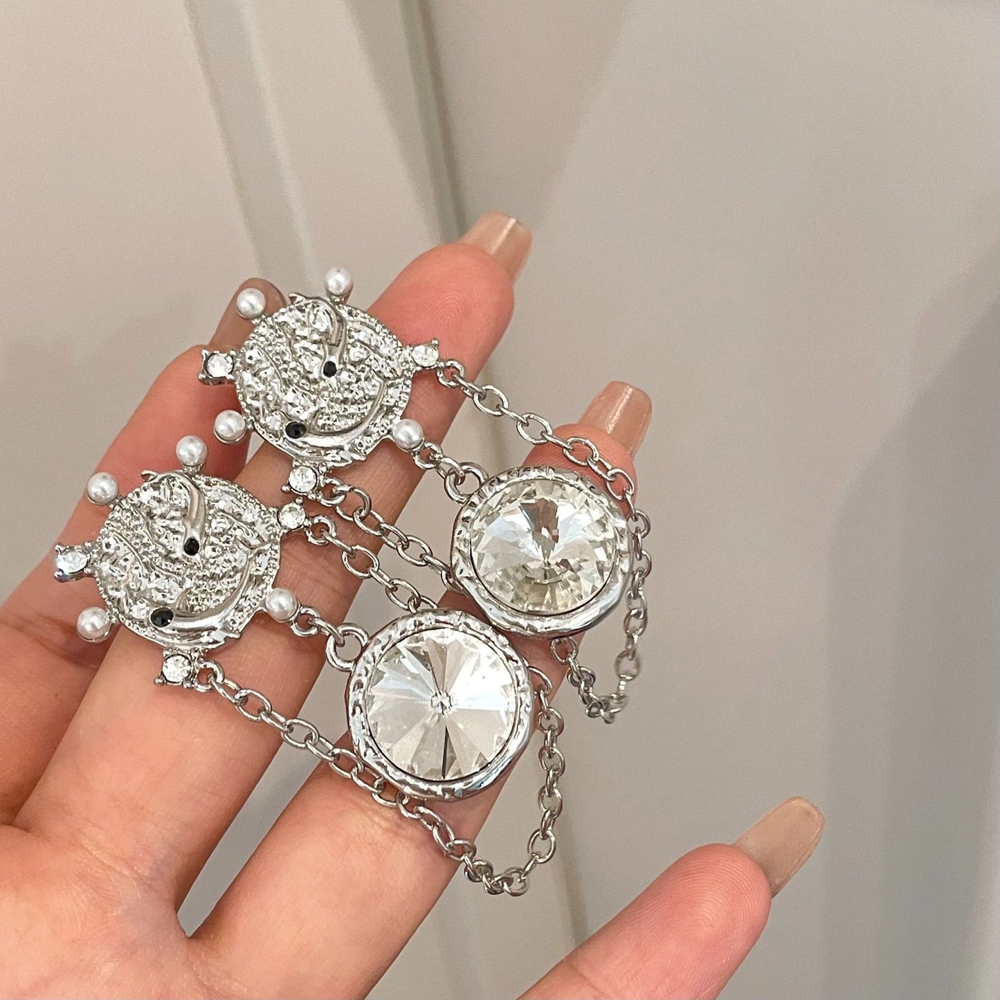 ニッチ シルバー レザー パッチワーク ウォッチ ペンダント ネックレス