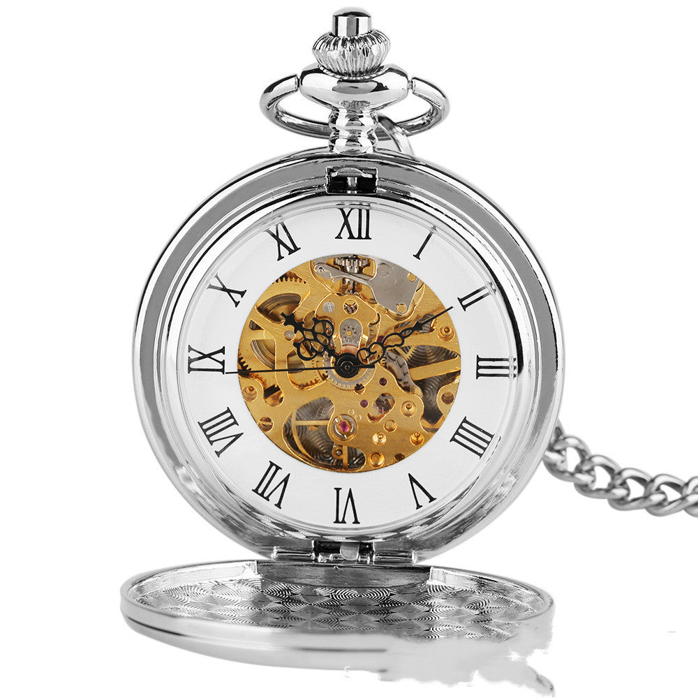 Reloj de bolsillo retro sencillo clásico con tapa abierta doble para hombres y mujeres