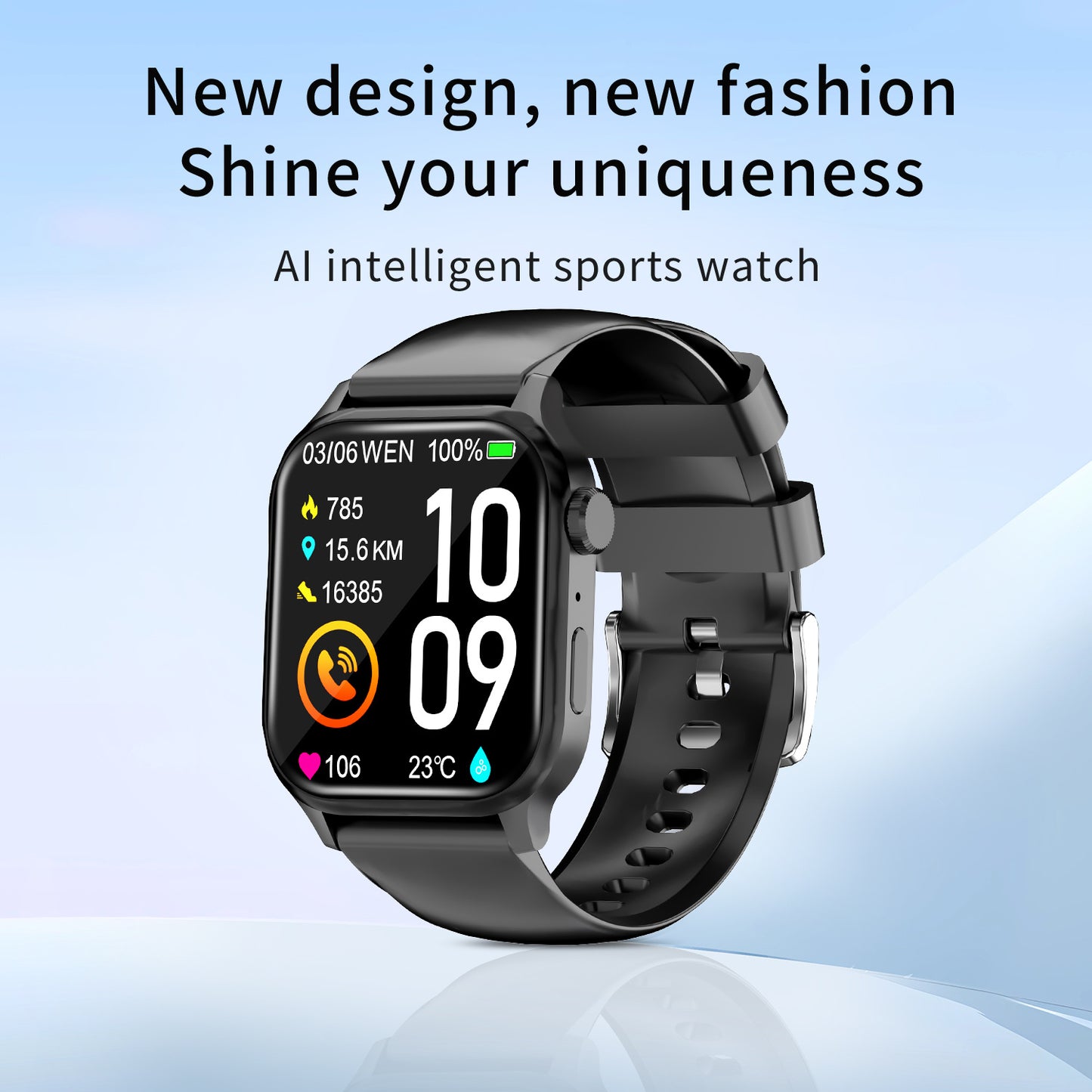 Reloj inteligente G93 para hombre y mujer, nuevo reloj inteligente deportivo con pantalla cuadrada de 1,85 pulgadas, resistente al agua, con llamadas Bluetooth y control del ritmo cardíaco