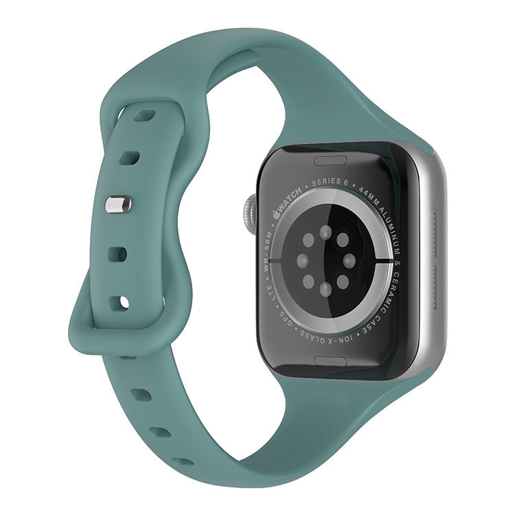 Correa de reloj con hebilla de mariposa y cintura pequeña de silicona de color sólido