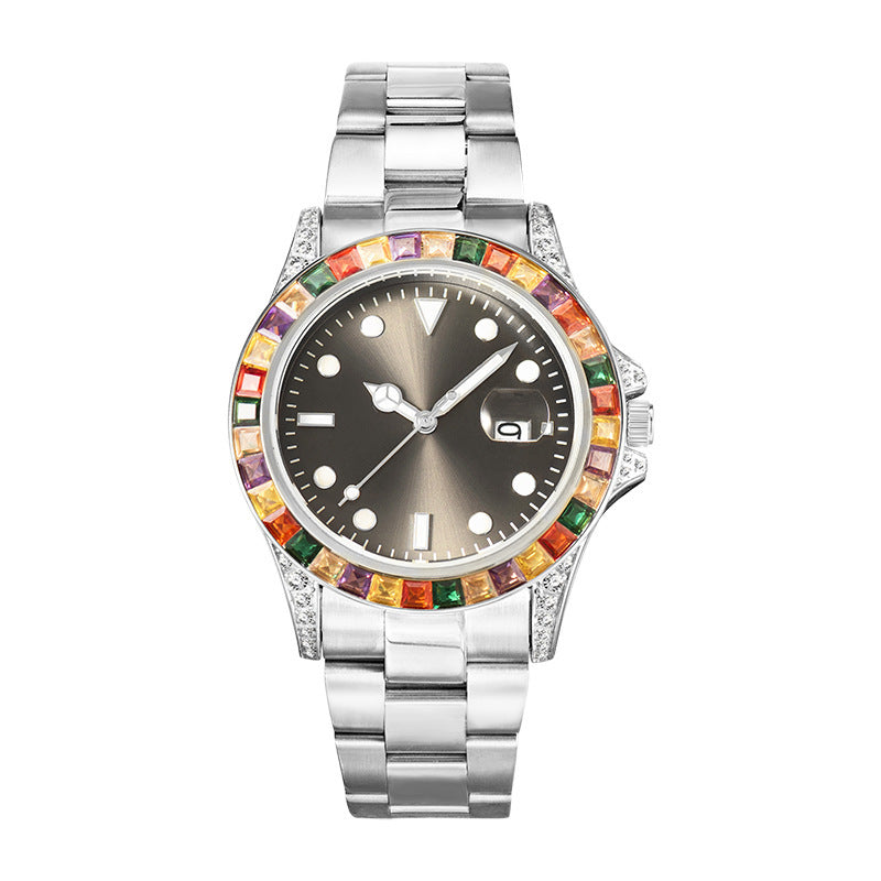 Men's Fashion Diamond-set Stainless Steel Luminous Watch