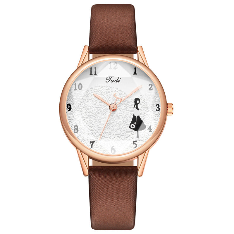 Reloj de cuarzo para mujer con diseño de niña creativa y minimalista