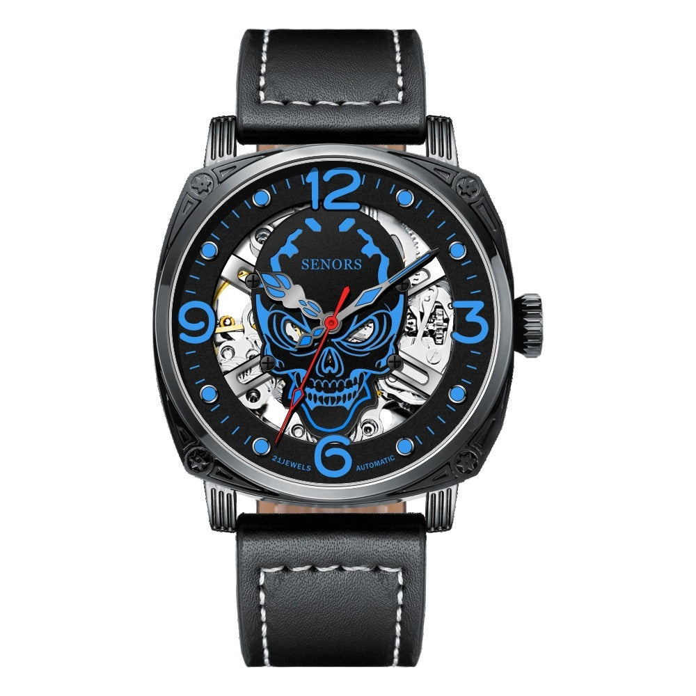 Reloj mecánico de calavera súper luminoso mejorado