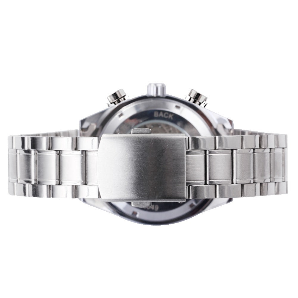 Men's Automatic Steel Band Mechanical Watch True Three-eye Foreign Trade Mechanical Steel