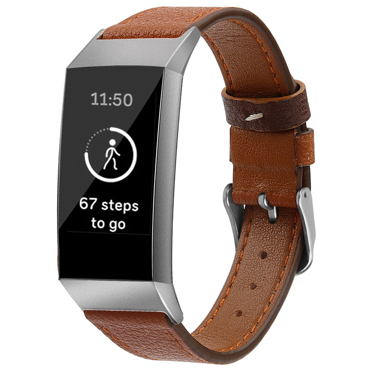 Fitbit Charge34 スマートウォッチ用 本革ストラップ 第一層牛革プリントストラップ