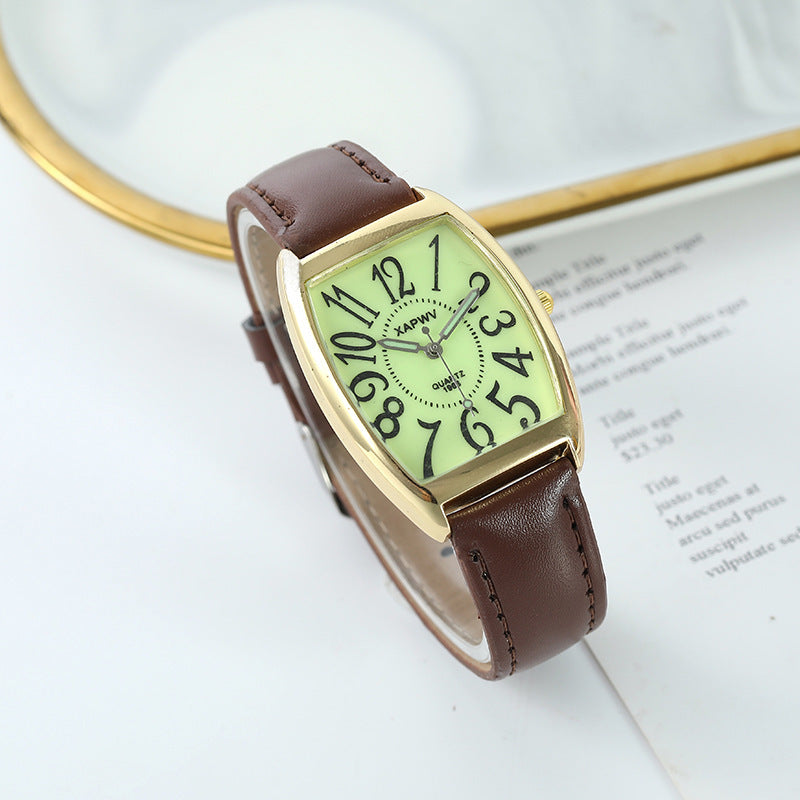 Reloj de pareja cuadrado con barril de vino luminoso de moda