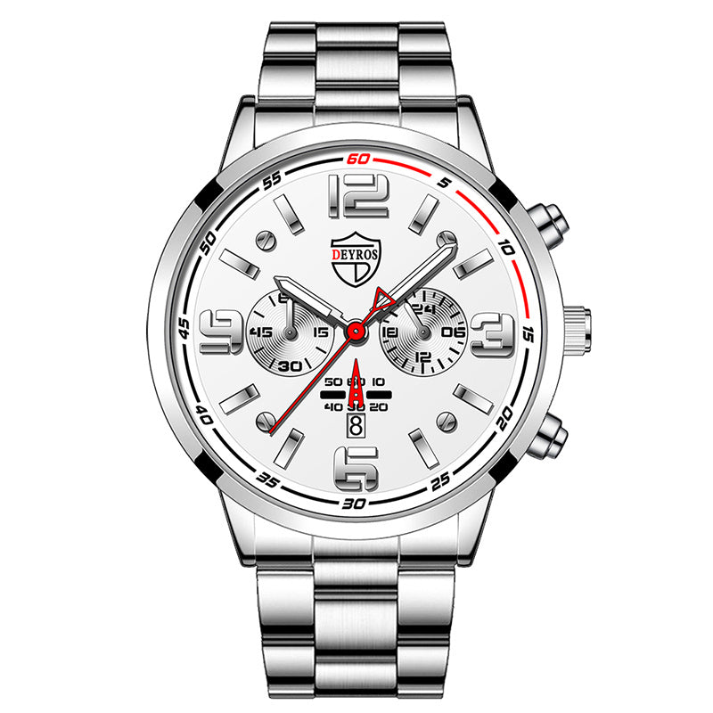 Reloj de cuarzo luminoso con calendario y correa de acero para hombre