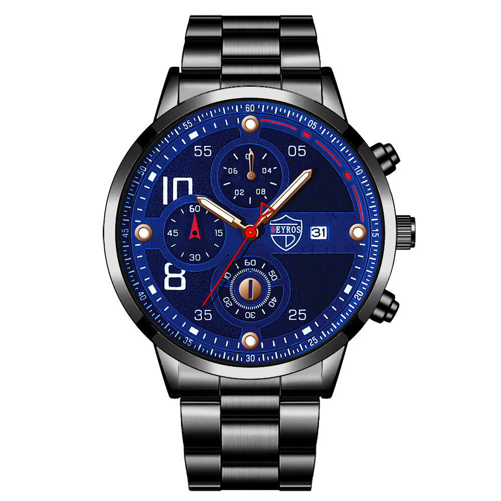 Men's Stainless Steel Watch Calendar Quartz