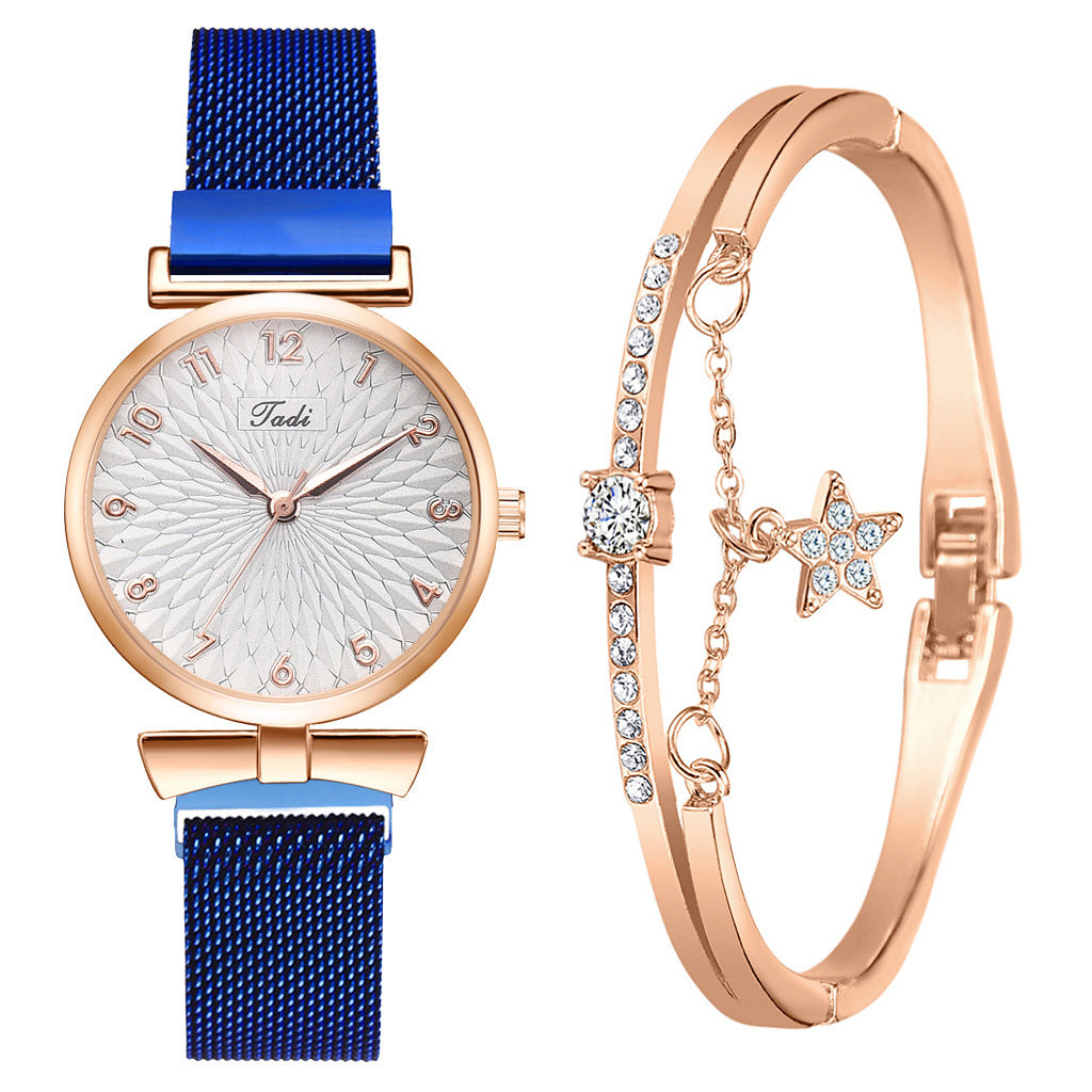 Reloj con correa de malla y imán