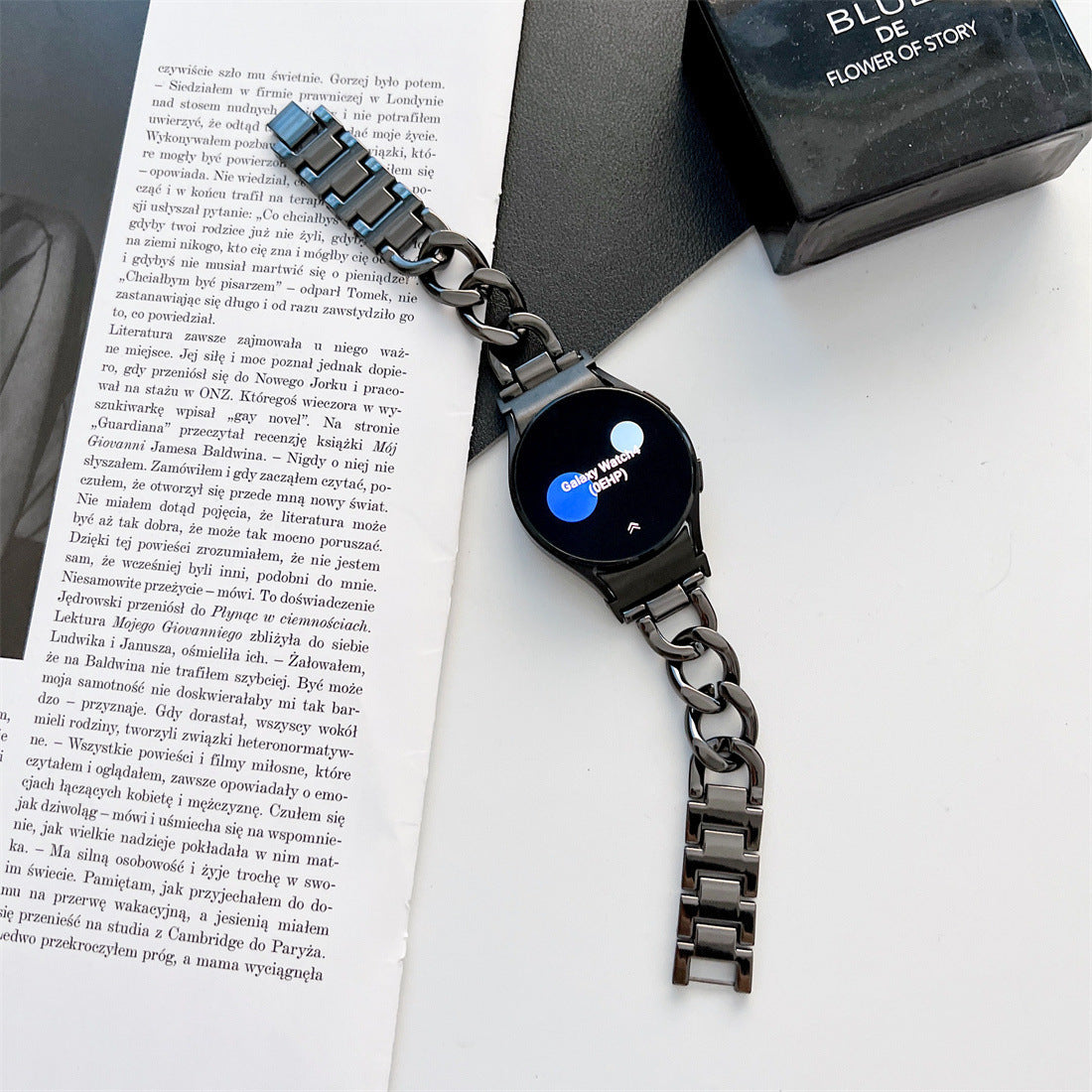 Pulsera de reloj inteligente con cadena vaquera de una sola fila de metal