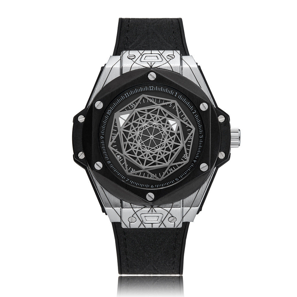 Creative Personality Men's Watch Big Bang Tattoo Spider Web Rubber Non-mechanical Male Student Watch