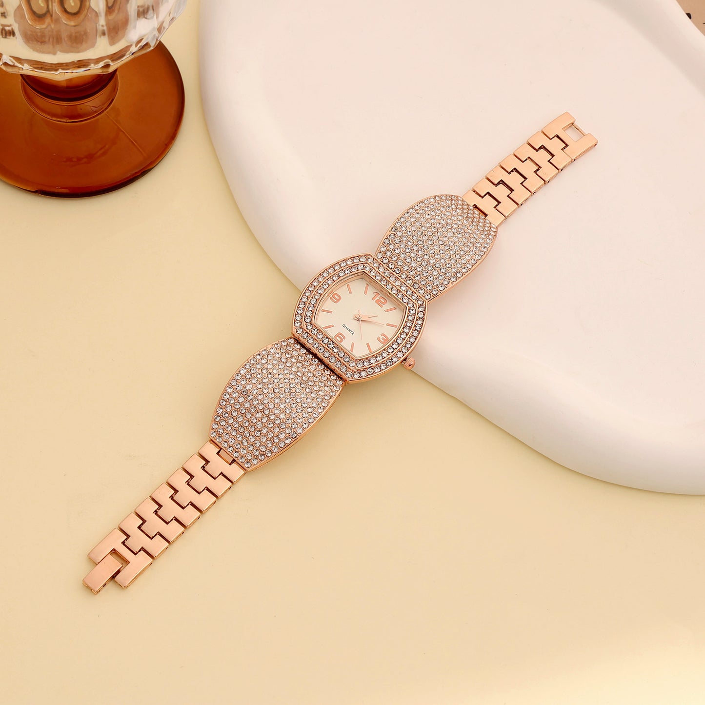 Reloj de cuarzo con correa de acero de moda para mujer con diamantes