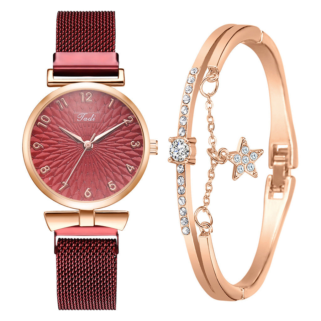 Reloj con correa de malla y imán