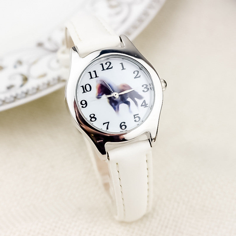 Small Cartoon Children's Leather Belt Watch