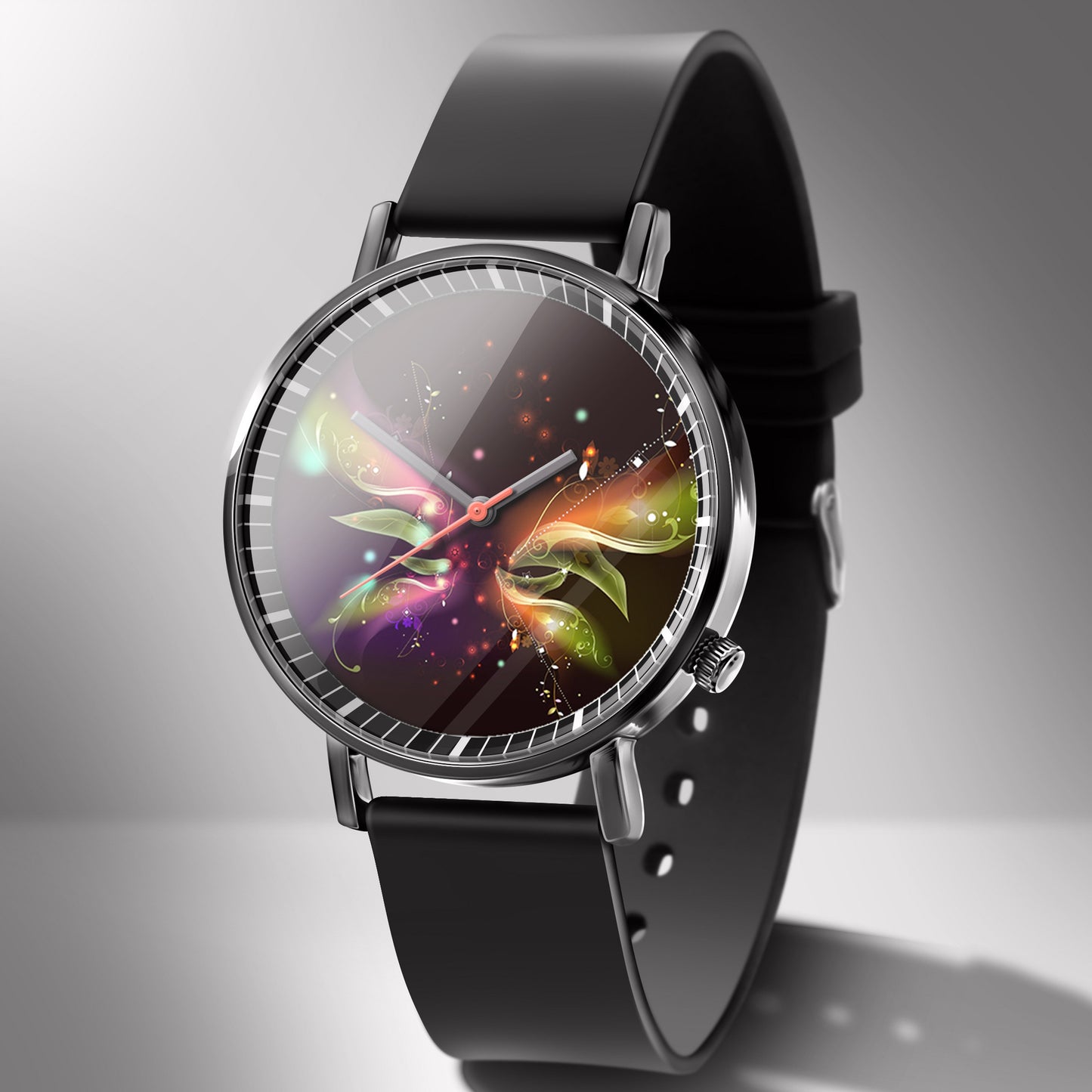 Reloj de negocios de cuarzo blanco con diseño de calavera y cielo estrellado en color