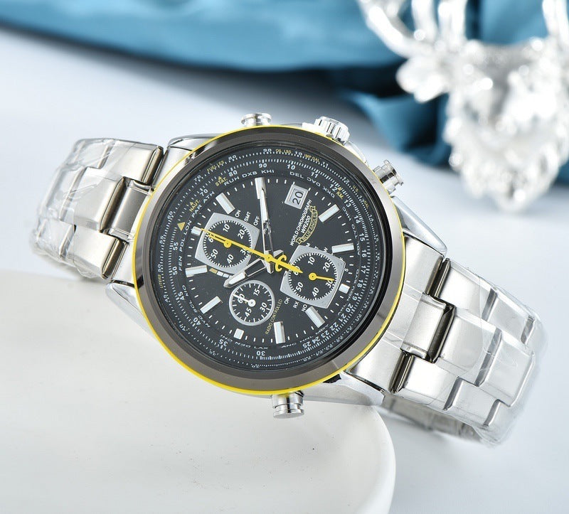 Cross-border Men's Casual Watch Six-Needle Steel Belt Tape Hot Sale