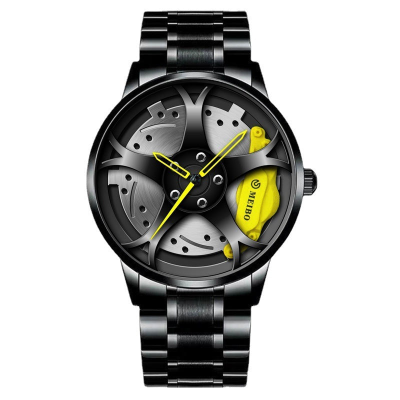 Reloj de cuarzo con forma de cubo de rueda para hombre, tendencia coreana