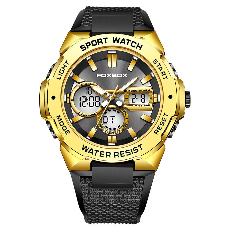 Reloj de cuarzo luminoso impermeable deportivo multifunción con doble pantalla para hombre