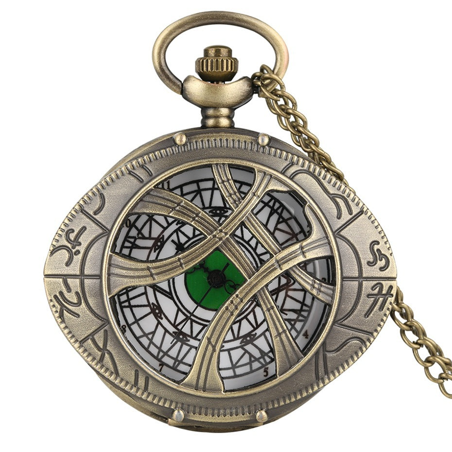 Nuevo reloj de bolsillo de cuarzo antiguo hueco creativo Ago Reloj de bolsillo con tema de ojo de motocicleta