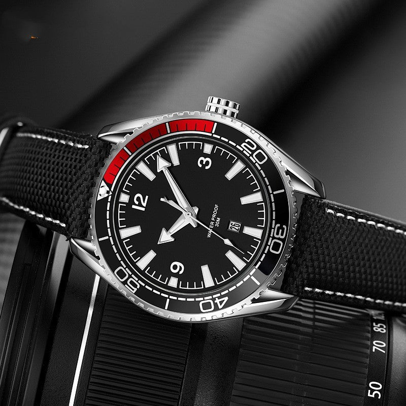 Reloj con correa de cuero para hombre, resistente al agua y con calendario