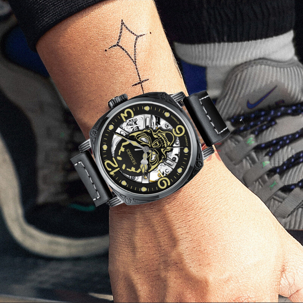 Reloj mecánico de calavera súper luminoso mejorado