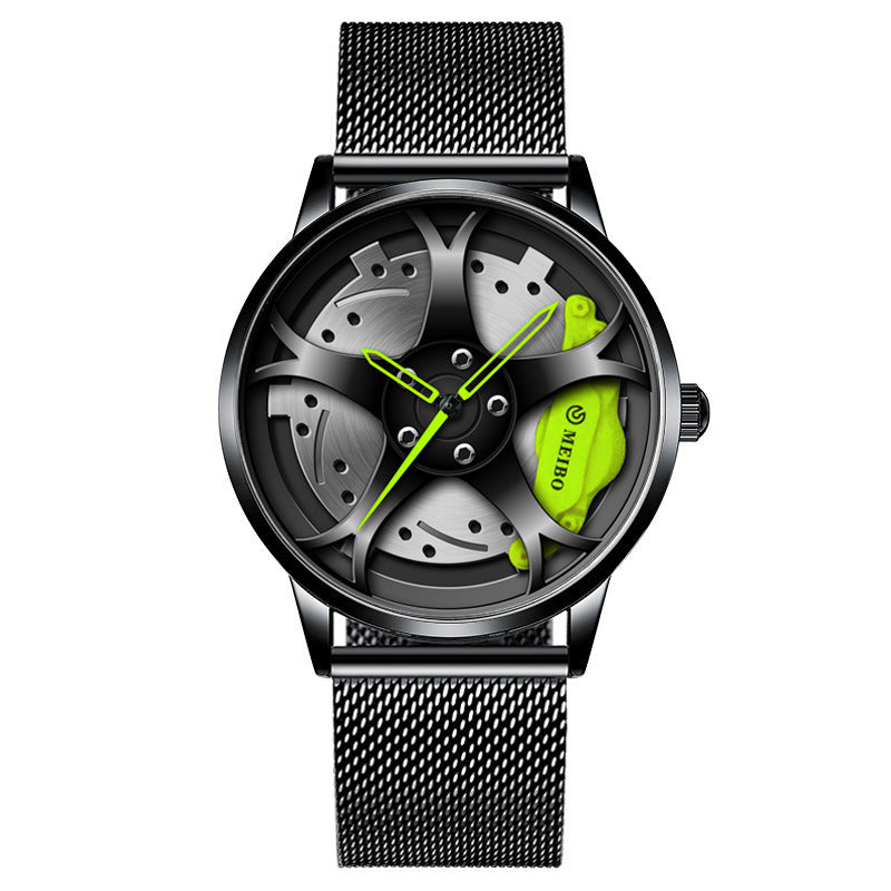 Reloj de cuarzo con forma de cubo de rueda para hombre, tendencia coreana