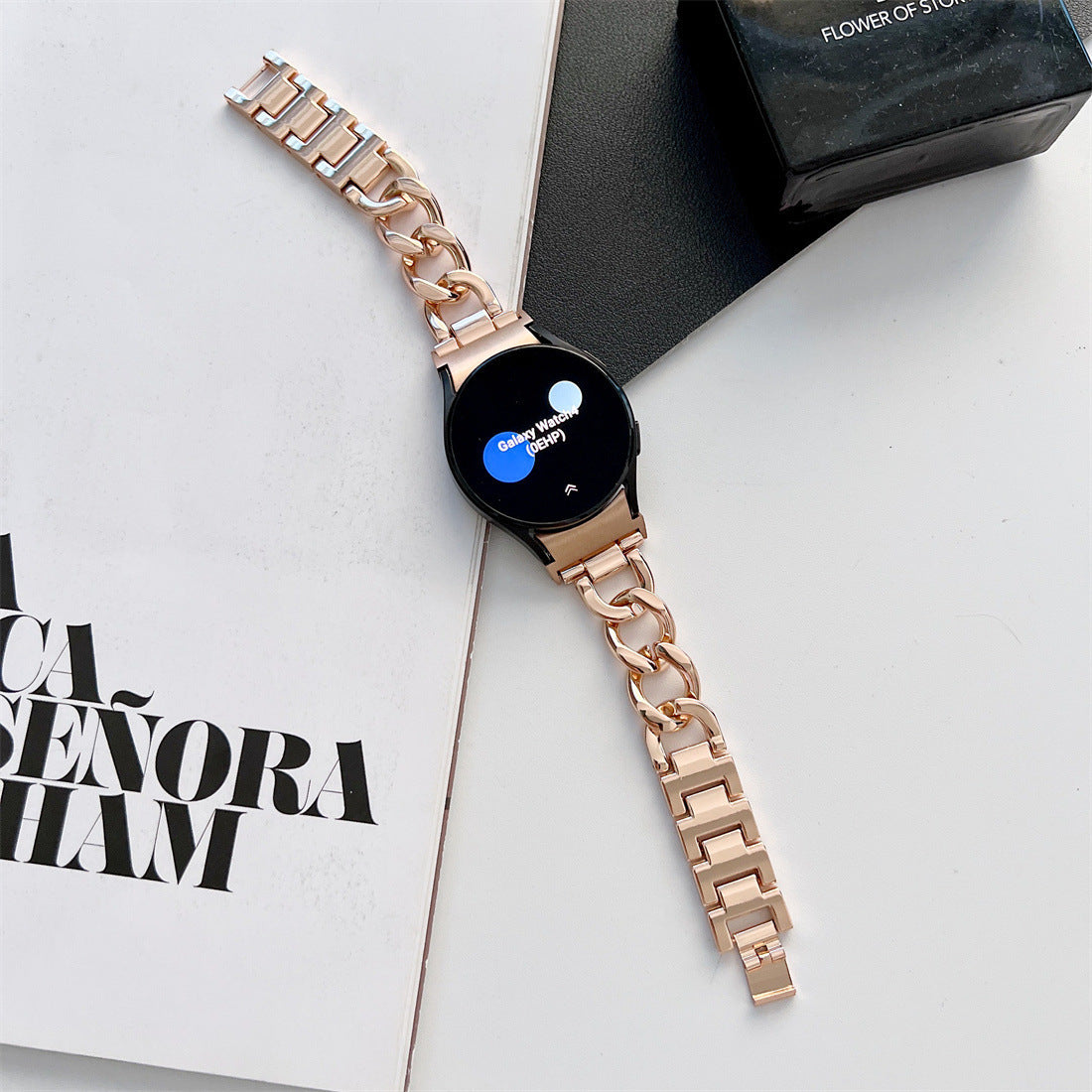 Pulsera de reloj inteligente con cadena vaquera de una sola fila de metal