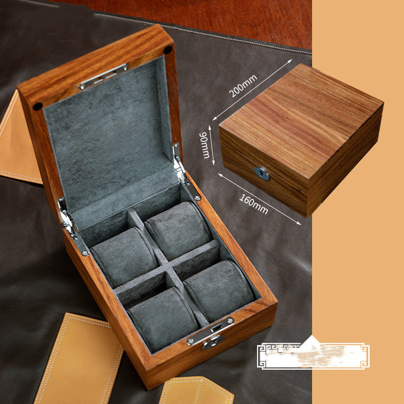 Caja de almacenamiento para relojes, madera maciza de nogal de palisandro de alta calidad para el hogar