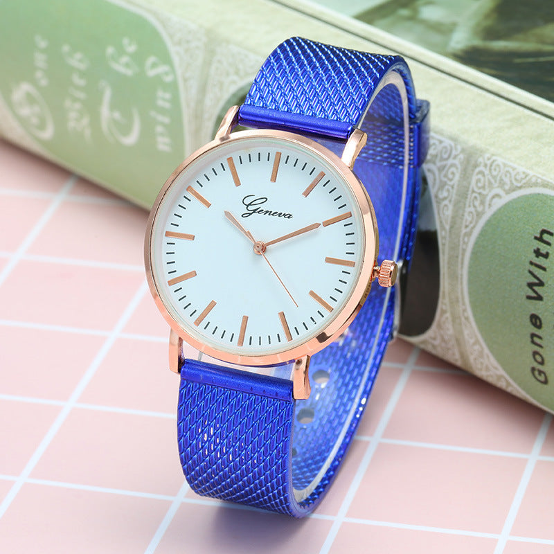 Reloj de Ginebra con esfera y correa de malla, minimalista, fino