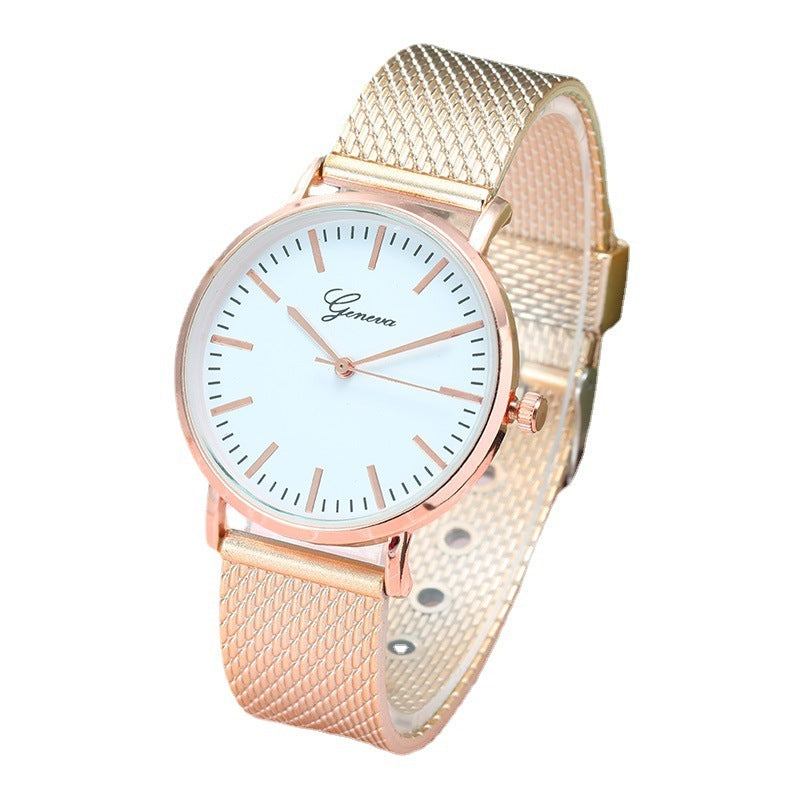 Reloj de Ginebra con esfera y correa de malla, minimalista, fino