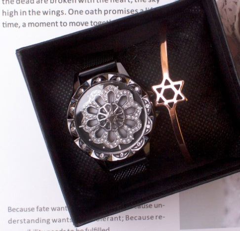Reloj de esfera giratoria Micro Business Draining Turntable Quartz Ladies Watch