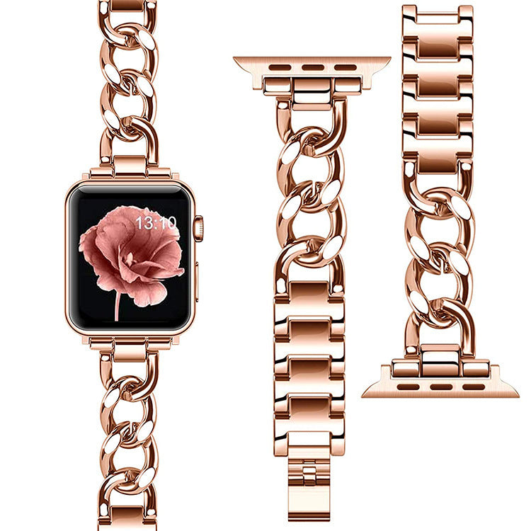 Reloj con cadena vaquera de una sola fila de metal con pequeño incienso