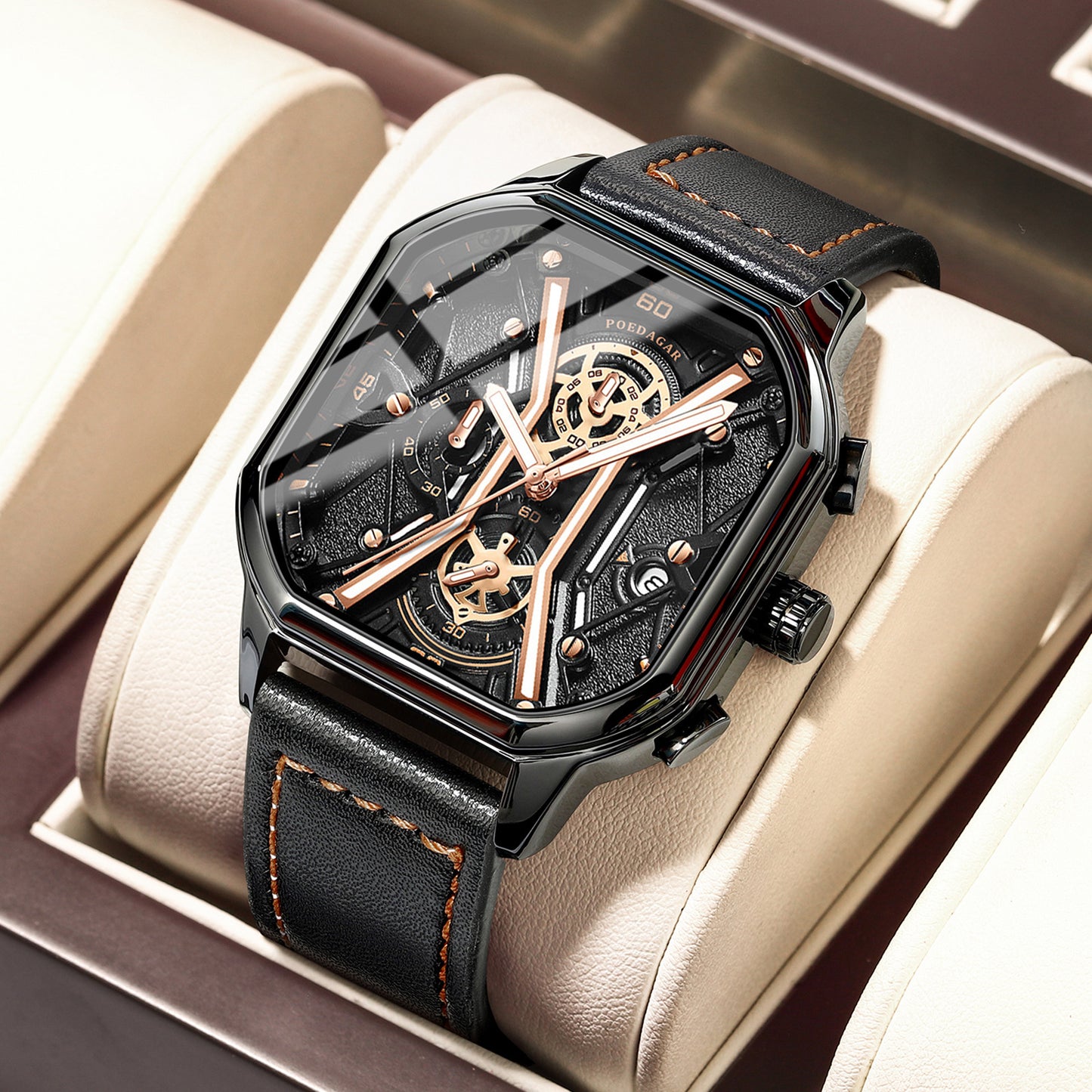 Reloj de cuarzo luminoso multifuncional para hombre