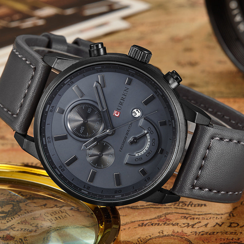 Reloj de cuarzo con calendario y correa para hombre informal