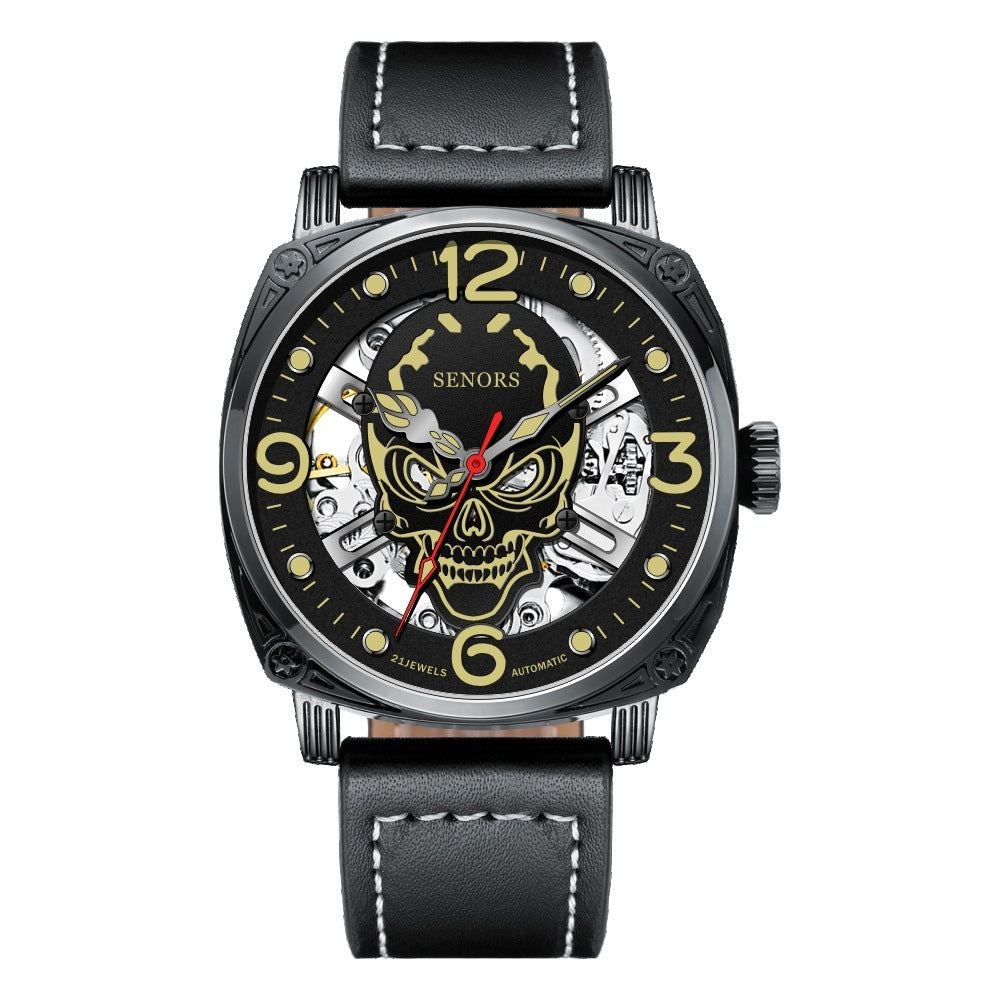 Reloj mecánico de calavera súper luminoso mejorado