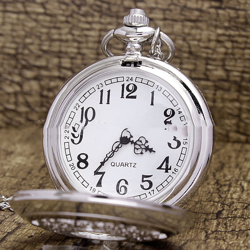 Men's And Women's Fashion Retro Hollow Clamshell Pocket Watch Necklace