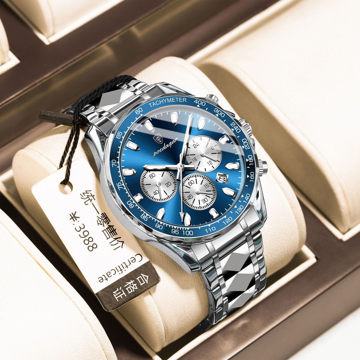 Reloj de cuarzo multifuncional para hombre, luminoso y resistente al agua
