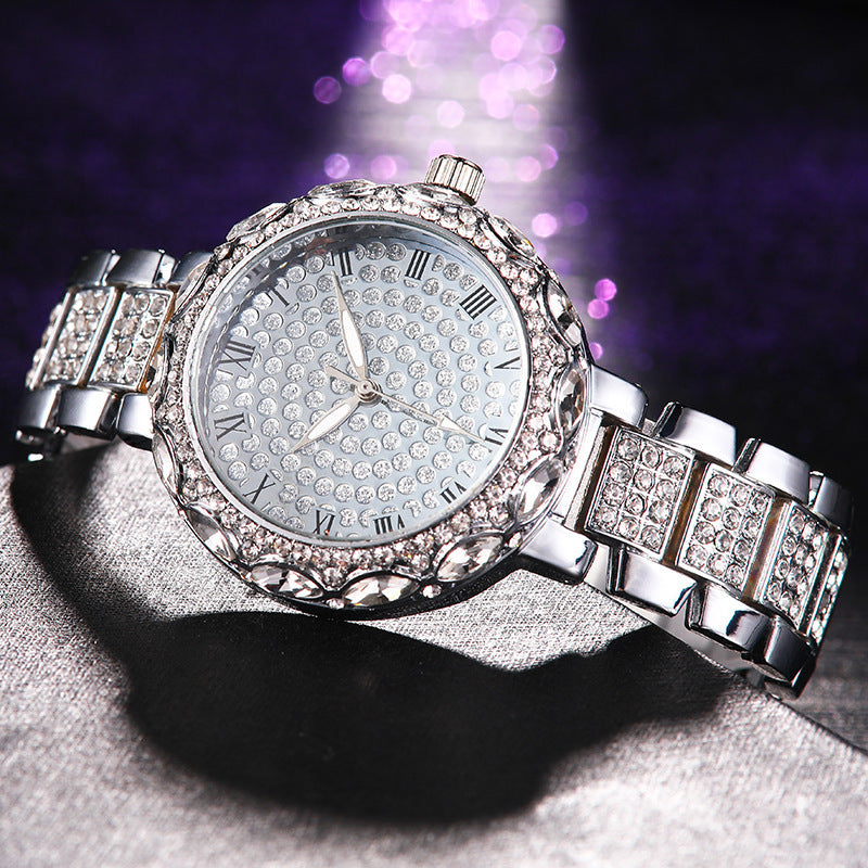 Nuevo reloj dorado Sky Star con correa de acero y diamantes para niña