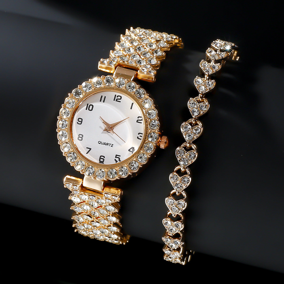 Reloj de pulsera con diamantes y números de moda para mujer