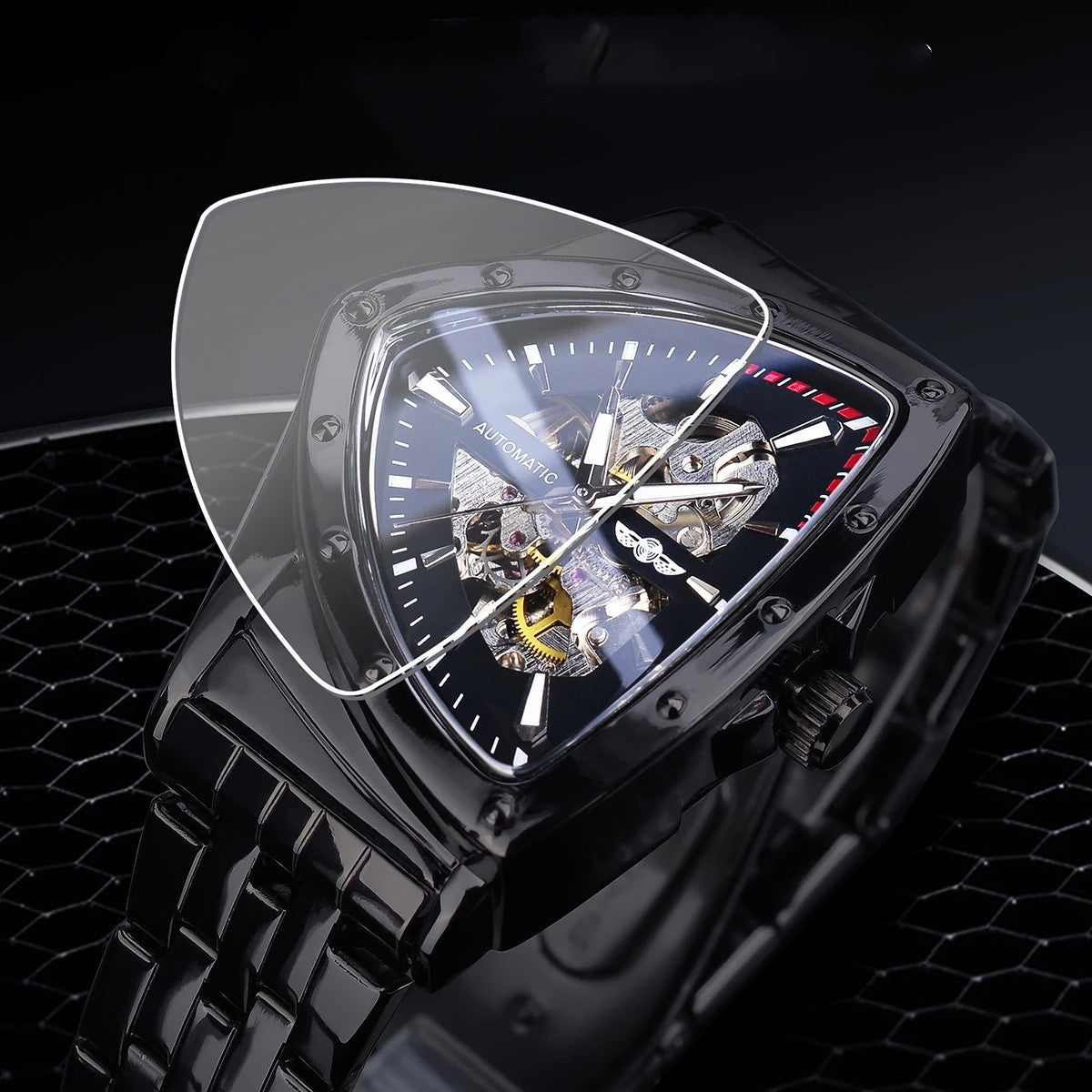 Reloj Mecánico Moda Hueco Parte Trasera Transparente Cubierta Hombres