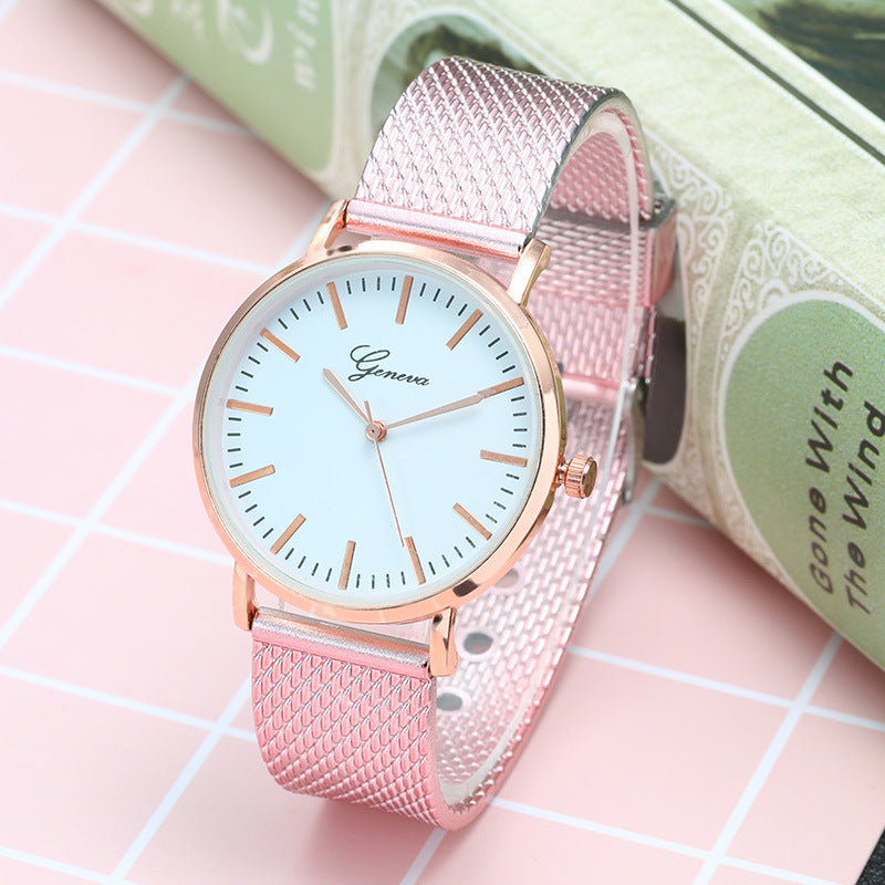 Reloj de Ginebra con esfera y correa de malla, minimalista, fino