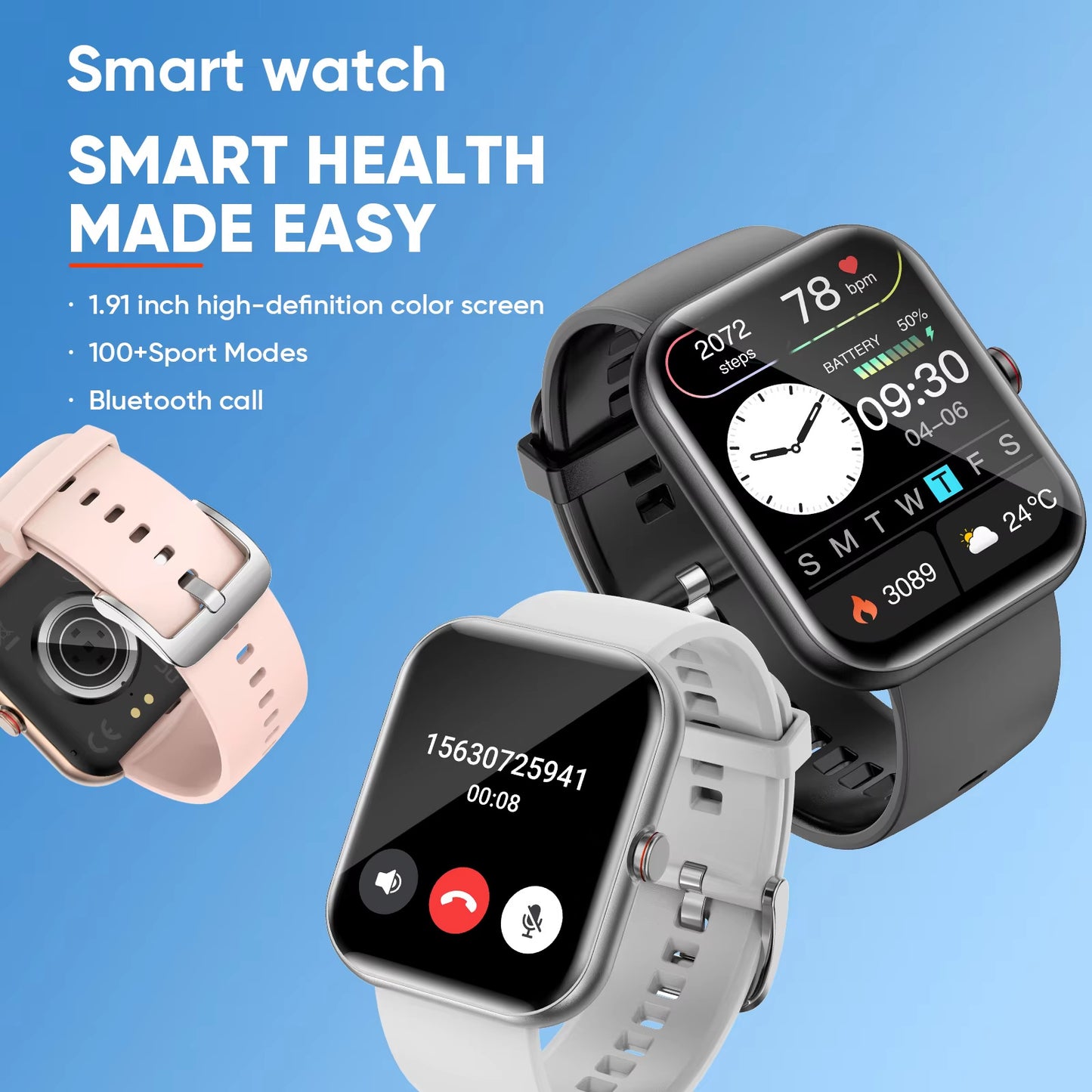 Reloj inteligente A221 con pantalla grande para hombre, reloj deportivo con llamadas Bluetooth, voz IA, rastreador de actividad física, reloj inteligente resistente al agua para mujer y hombre