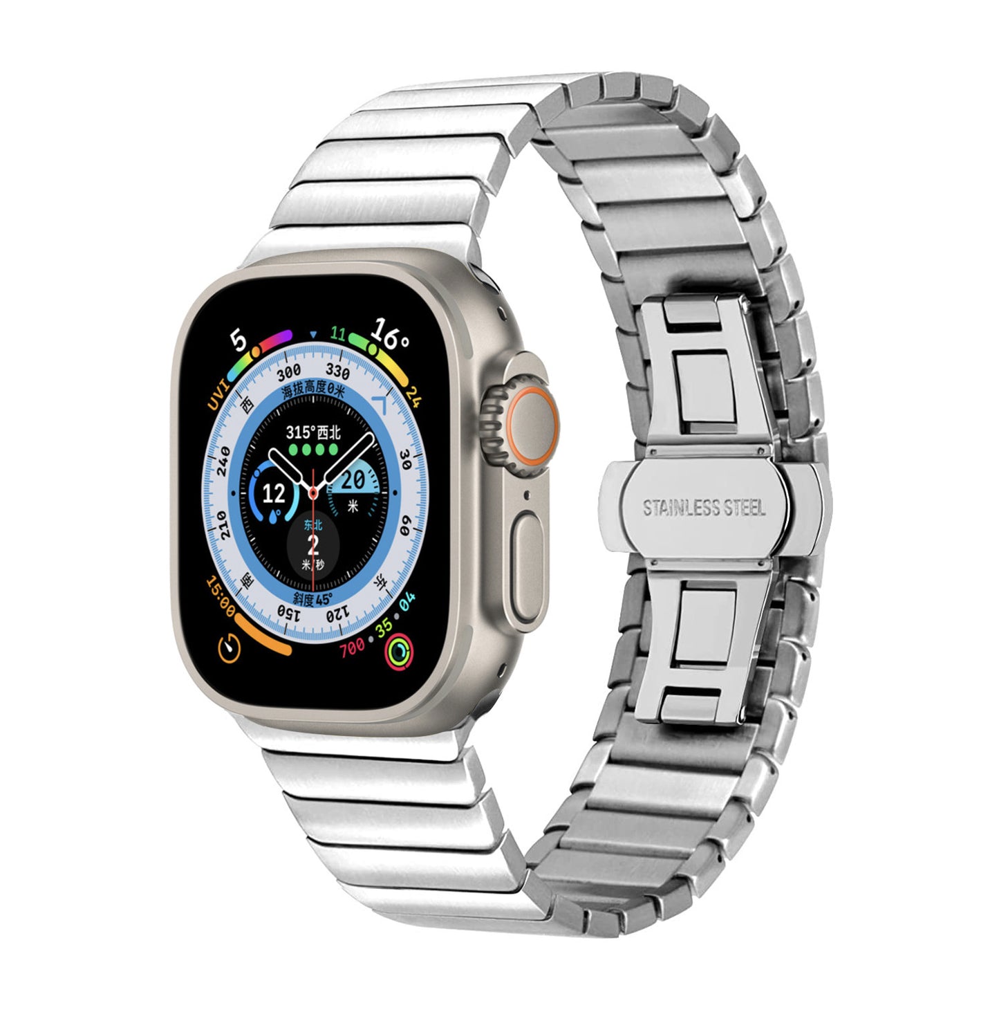 Adecuado para Smartwatch 8 Correa de acero inoxidable con hebilla de lazo Correa de reloj de metal IWatch