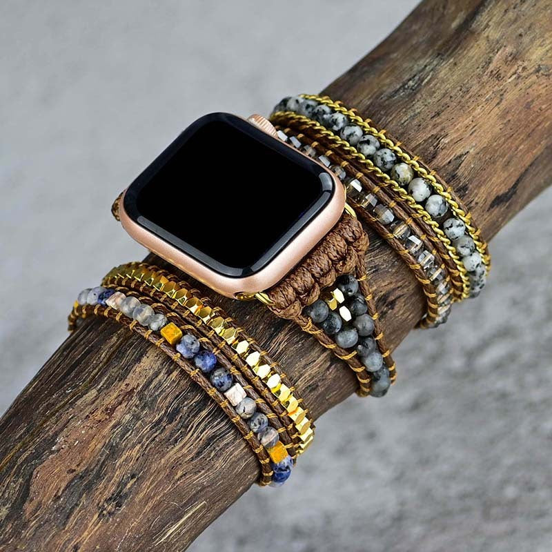 Hot Sale 5 Layers Wrapped Watch Strap Egg Shape Black Glitter