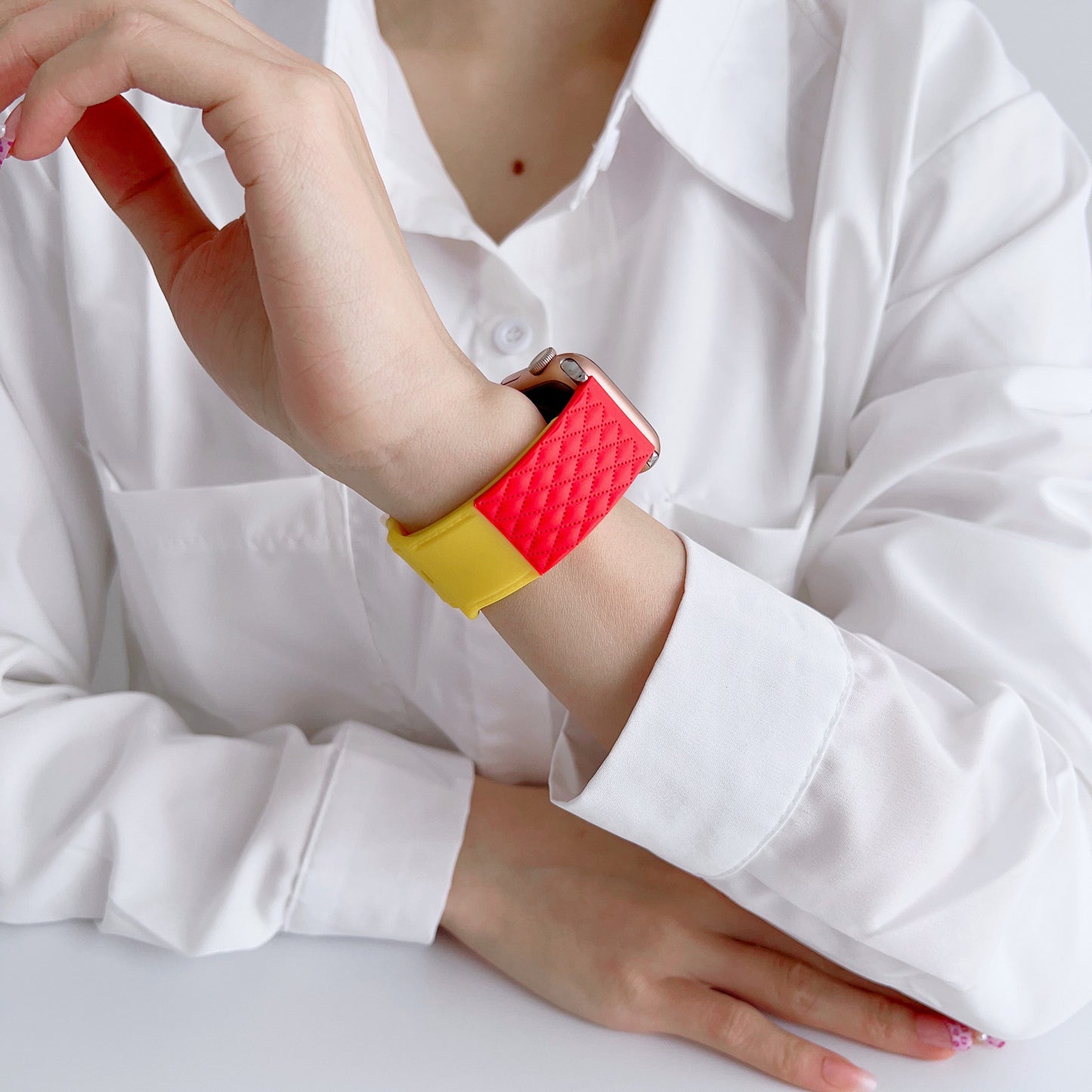 Replaceable Watch Two-tone Leather Strap
