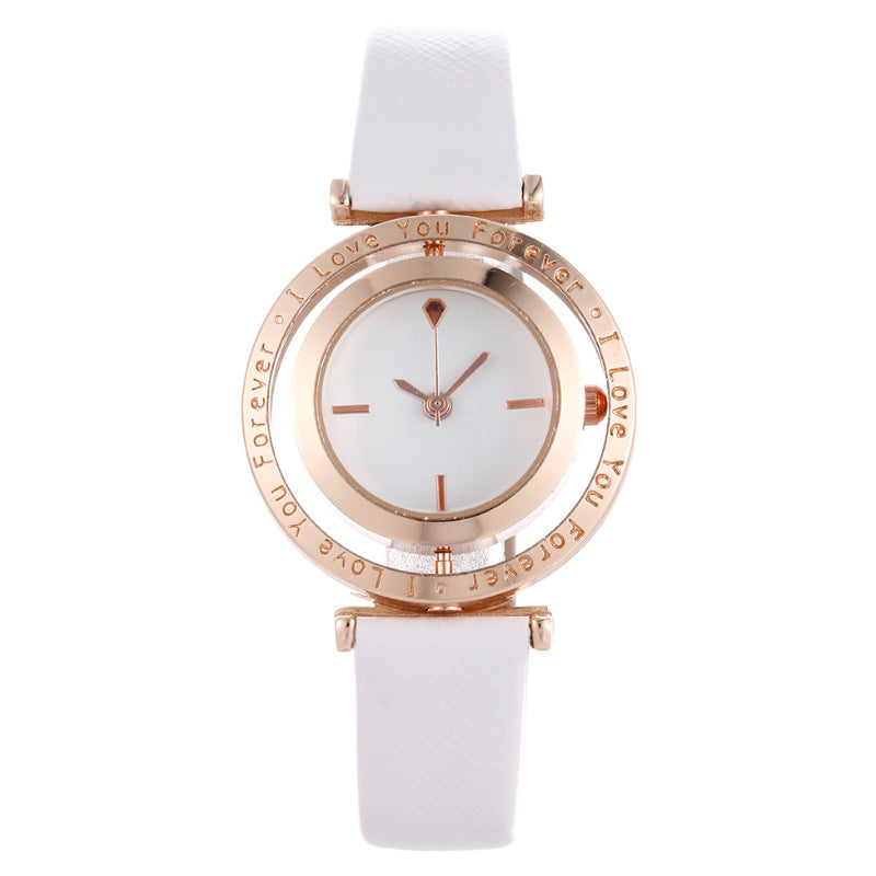 Reloj de cuarzo con esfera giratoria de moda para mujer