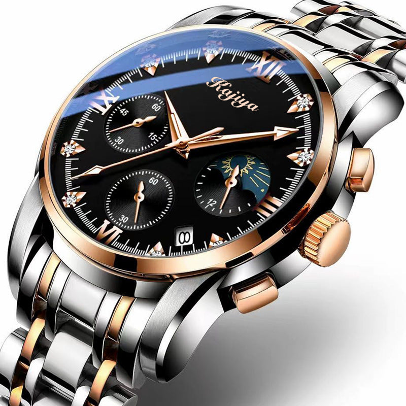Reloj deportivo de cuarzo con correa de acero y cuero de moda coreana