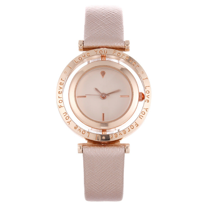 Reloj de cuarzo con esfera giratoria de moda para mujer