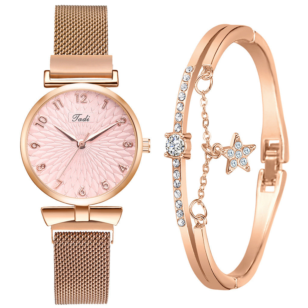 Reloj con correa de malla y imán